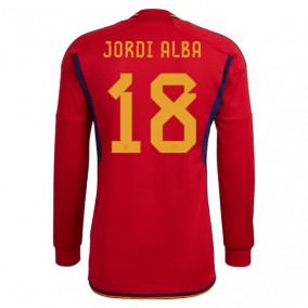 Spania 2023/2024 Jordi Alba 18 Hjemme Landslagsdrakt Langermet